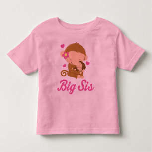 Big Sis Girl Monkeys Cute Ruffle T-shirt