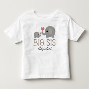 Big Sis Girls Cute Elephant Personalised T-shirt