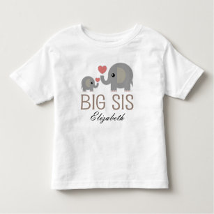 Big Sis Girls Cute Elephant Personalized T-shirt