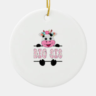 Big Sis Of The Birthday Girl Cow Sister Family Par Ceramic Ornament