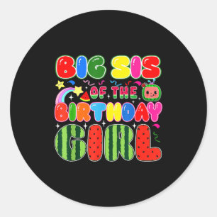 Big Sis Of The Birthday Girl Melon Family Matching Classic Round Sticker