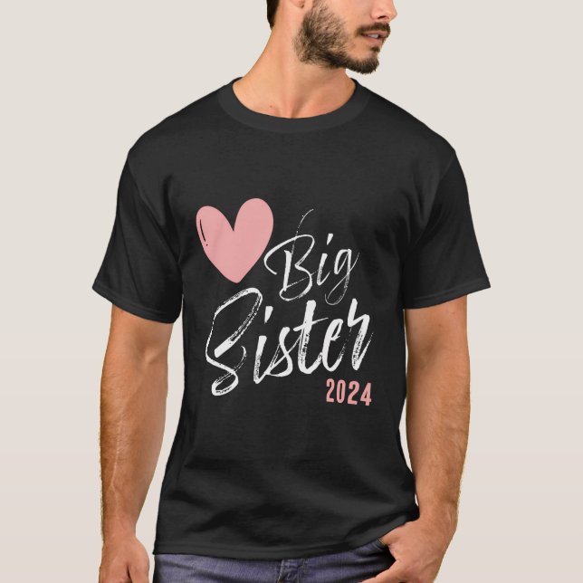 Big Sister 2024 - Big Sis 2024 Heart Girl T-Shirt (Front)