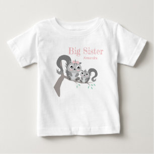 Big sister adjustable name with cute squirrels baby T-Shirt