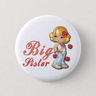 Big Sister and Flowers 6 Cm Round Badge