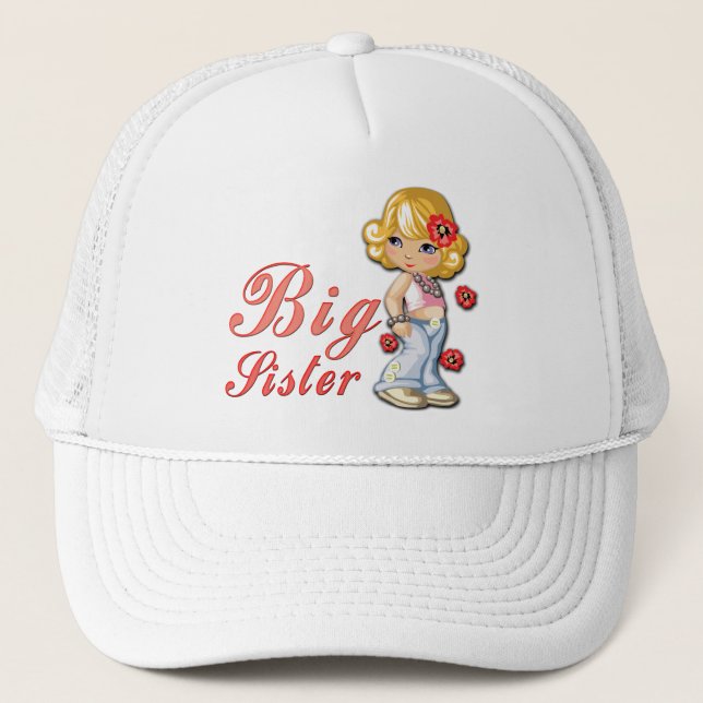 Big Sister and Flowers Trucker Hat (Front)