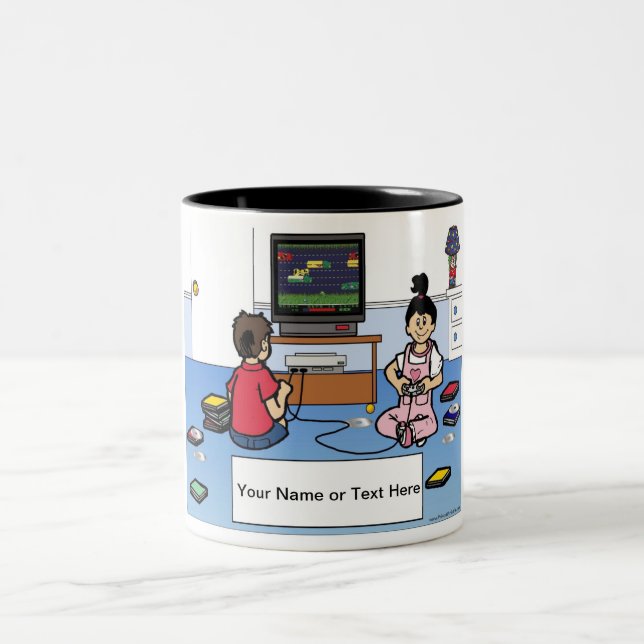 Big Sister, Aunt, Babysitter - 1 Boy, 1 Girl Toon Two-Tone Coffee Mug (Center)