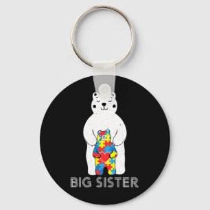 Big Sister Bear Autism Awareness Love Support Mum Key Ring