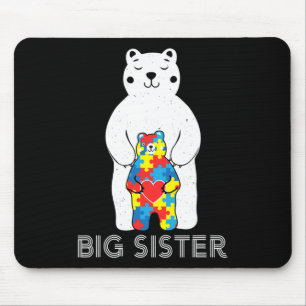 Big Sister Bear Autism Awareness Love Support Mum Mouse Pad