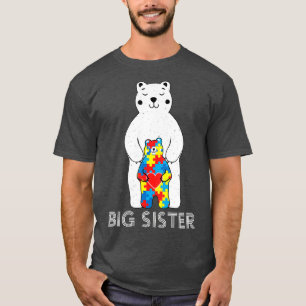 Big Sister Bear Autism Awareness T Shirt ve Mum