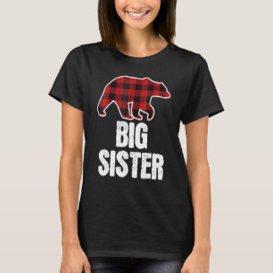 Big Sister Bear Christmas Pajama Red Plaid Buffalo T-Shirt