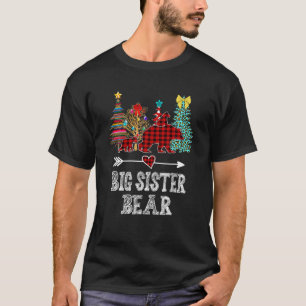 Big Sister Bear Christmas Pajama Red Plaid Buffalo T-Shirt
