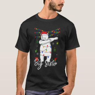 Big Sister Bear Dabbing Lights Santa  Christms Fam T-Shirt