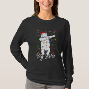 Big Sister Bear Dabbing Lights Santa  Christms Fam T-Shirt