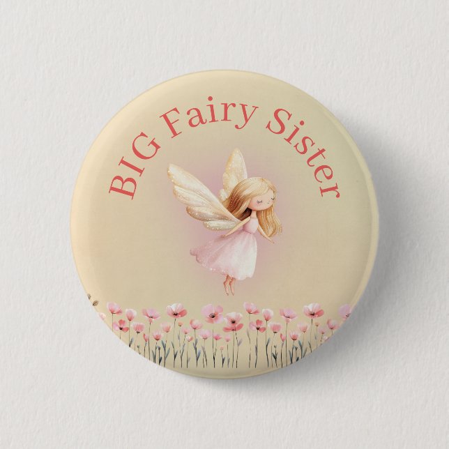 Big Sister Birthday Fairy 6 Cm Round Badge (Front)