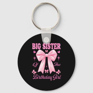 Big sister birthday girl matching coquette pink key ring