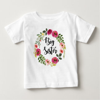 Big Sister burgundy floral Baby T-Shirt