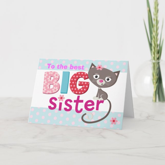 BIG Sister cat Card (Front)