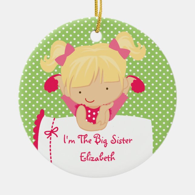 Big Sister Christmas Ornament Sweet Blonde Girl (Front)