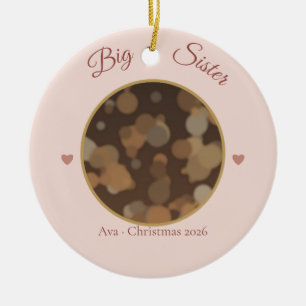 Big Sister Christmas Photo Ornament Blush Pink Per