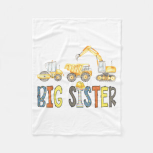Big Sister Construction Excavator Birthday Boy Fleece Blanket