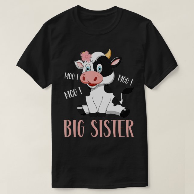 Big Sister Cow Cute Cow Farmer Birthday Matching F T-Shirt (Design Front)