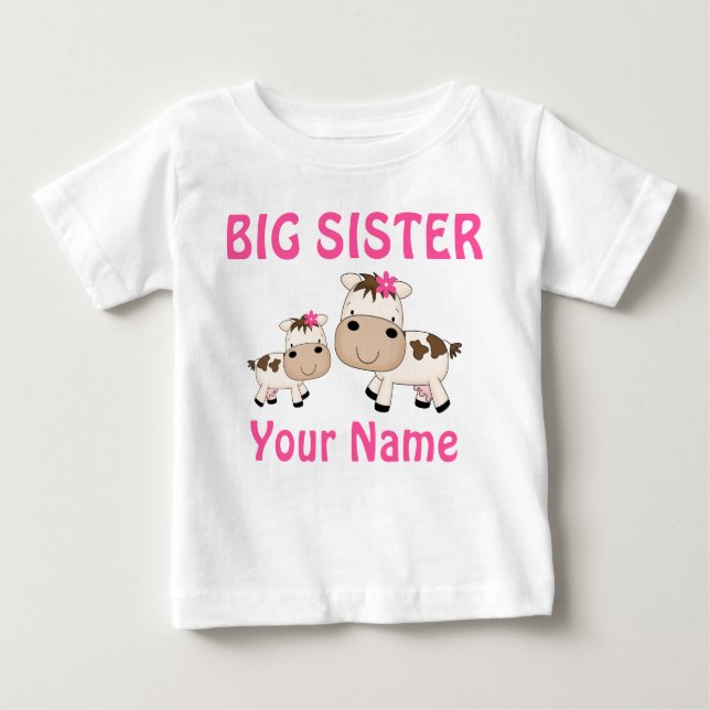 Big Sister Cow Personalised T-shirts (Front)