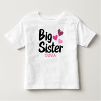 Big Sister Custom Name with pink hearts