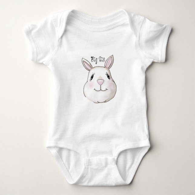 Big Sister Cute Bunny Rabbit Baby Bodysuit (Front)