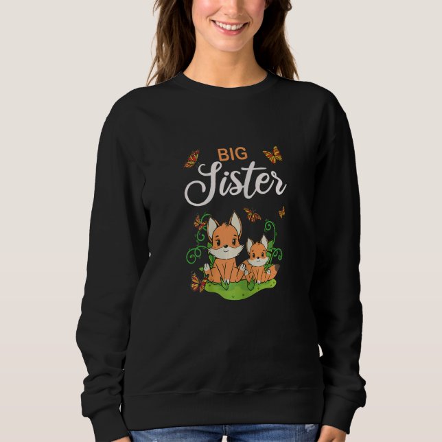 Big sister cute fox baby shower sweatshirt (Front)