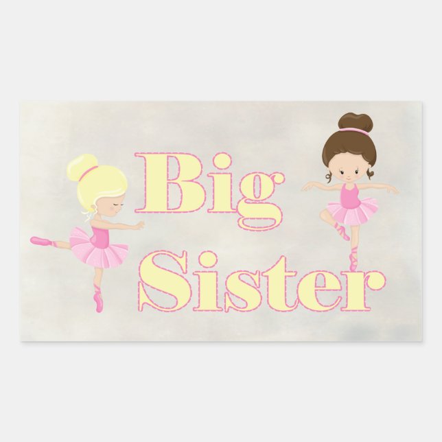Big Sister Dancing Ballerina Sibling     Rectangular Sticker (Front)