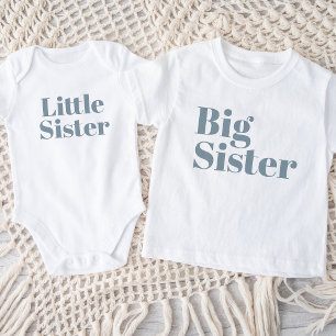 Big Sister   Dusty Blue Matching Sibling Family Baby T-Shirt