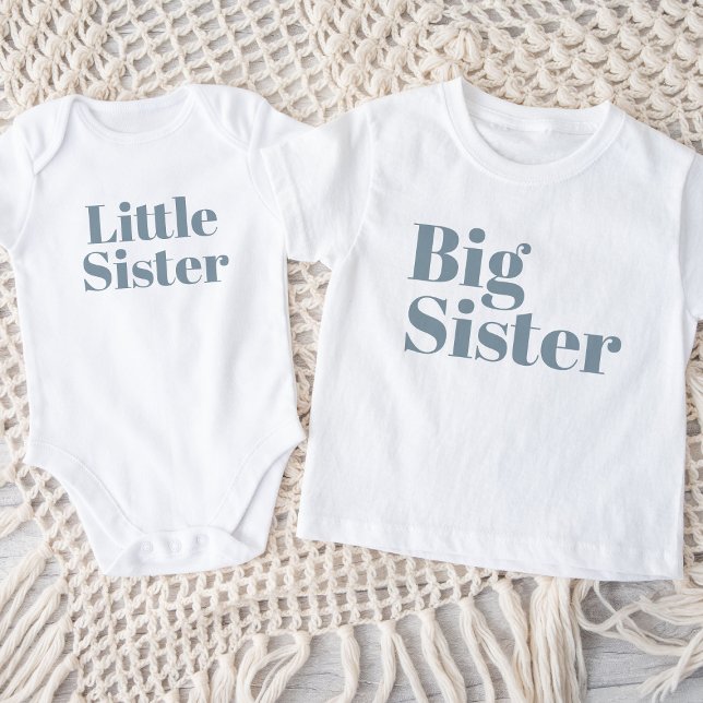 Big Sister | Dusty Blue Matching Sibling Family Baby T-Shirt (Creator Uploaded)