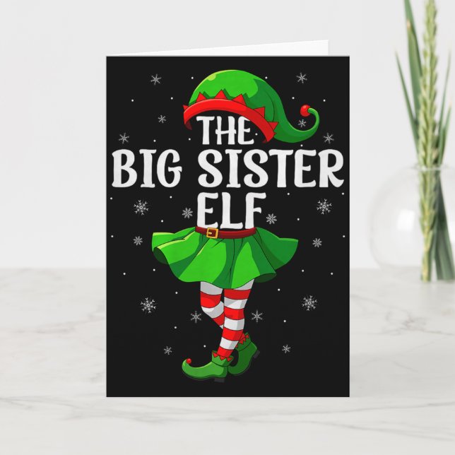 Big Sister Elf Christmas Girls Women Elf Squad Xma Card (Front)