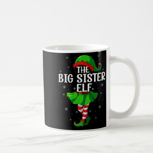 Big Sister Elf Christmas Girls Women Elf Squad Xma Coffee Mug (Right)