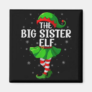 Big Sister Elf Christmas Girls Women Elf Squad Xma Magnet