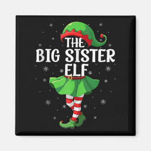 Big Sister Elf Christmas Girls Women Elf Squad Xma Magnet
