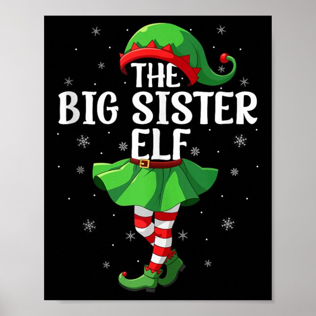 Big Sister Elf Christmas Girls Women Elf Squad Xma Poster (Front)