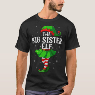 Big Sister Elf Christmas Girls Women Elf Squad Xma T-Shirt