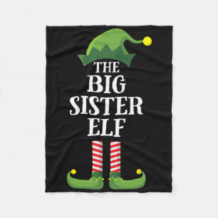 Big Sister Elf Matching Family Group Christmas Par Fleece Blanket