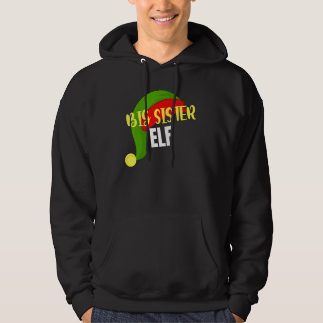 Big Sister Elf Matching Family Group Christmas Par Hoodie (Front)