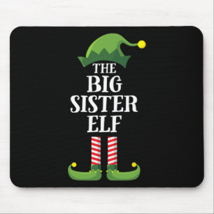 Big Sister Elf Matching Family Group Christmas Par Mouse Pad