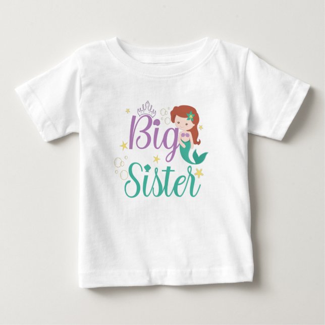 Big Sister Est 2022, Big Sister Mermaid Baby T-Shirt (Front)