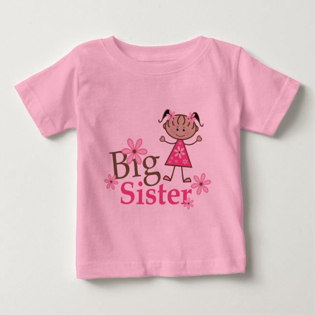 Big Sister Ethnic Stick Figure Girl Baby T-Shirt (Front)