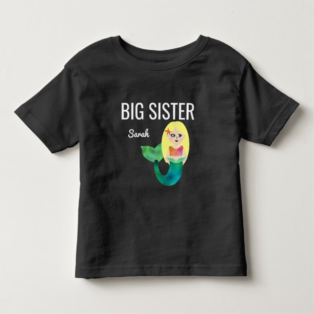 Big Sister Faux Foil Blonde Mermaid Girls Kids Toddler T-Shirt (Front)
