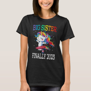 Big Sister Finally 2023 Unicorn Shirt for Girl Kid