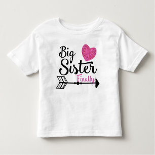 Big Sister Finally Pink Heart Arrow Raglan Toddler T-Shirt