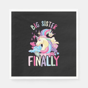 Big Sister Finally Unicorn Sibling Newborn For Gir Napkin