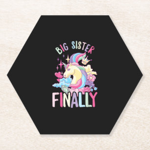 Big Sister Finally Unicorn Sibling Newborn For Gir Paper Coaster