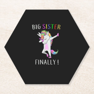 Big Sister Finally Unicorn T-shirt Girl Unicorn Da Paper Coaster