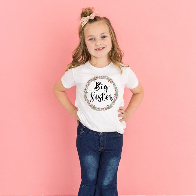 Big Sister Floral Wreath Girls' T-Shirt (Creator Uploaded)